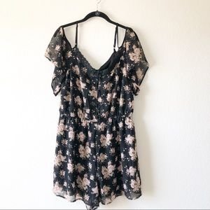 Maurices black floral romper